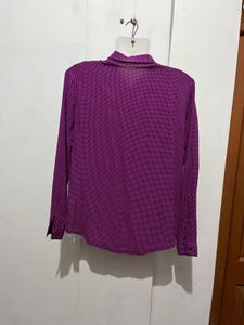 Purple Polka Dot Button-Up Shirt
