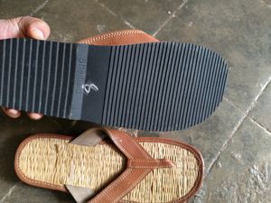 Mat Slippers With Leather Straps