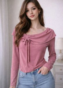 Pink Off-Shoulder Tie Top (XS-M)