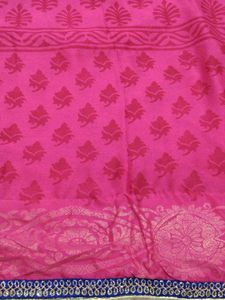 Vibrant Pink Floral Print Saree