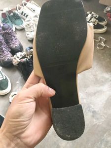 Women's Beige Ruched Slides
