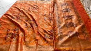 Beautiful Orange Floral Saree with Blouse 💜