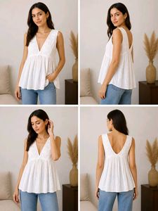 Embroidered White Sleeveless Top