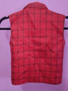 Stylish Red Checked Nehru Jacket❤️