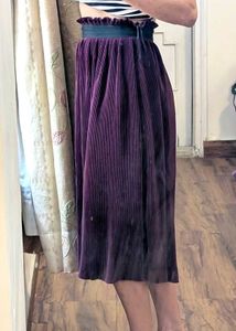Purple Pleated Midi Skirt