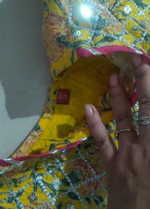 Yellow Floral Kurta Set with Sharara and Dupatta
