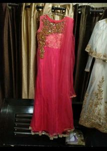 Beautiful Pink Embellished Gown with dupata