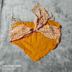 26127. Cute Orange Floral Crop Top