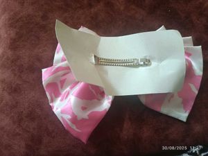 New Handmade Pink Floral Hair Bow Clip