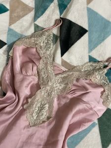 y2k Pink Satin Lace Nightgown