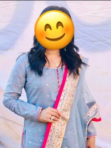 Designer Grey Plazzo Kurta Dupatta Pair