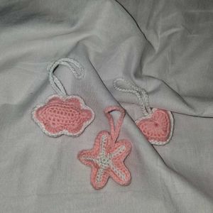 Crocheted Cloud, Star, and Heart Charms