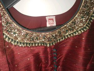 Elegant Red Embellished Anarkali Gown