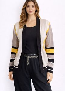 Striped Open Front Cardigan
