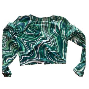 Unique Swirl Print Long Sleeve Top
