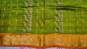 Beautiful Green &amp; Orange Saree