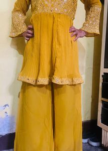 yellow haldi dress for girls