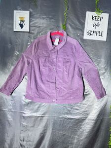 Purple Corduroy Button-Up Jacket
