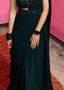 Teal Embroidered Lehenga Choli Set with belt