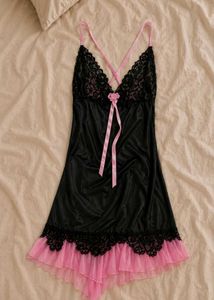 Black &amp; Pink Lace Trim Nightgown