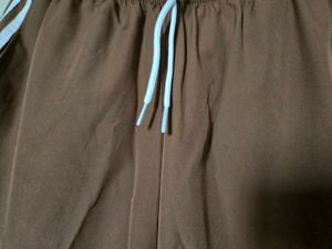 Brown Track Pants with Side Stripes