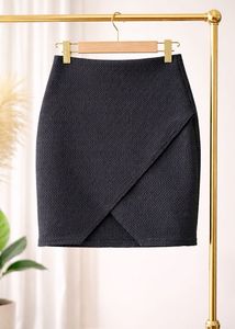Stylish Black Textured Skirt