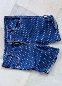 Polka Dot Denim Shorts