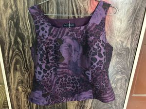 Stylish Purple Animal Print Sleeveless Top