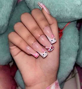 Hello Kitty French Tip Nails