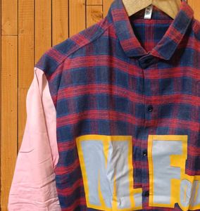 Men's Plaid Color Block Shirt Size XL