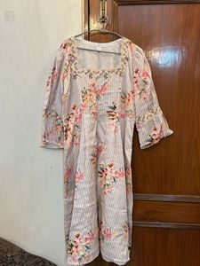 Elegant Floral Striped Dress
