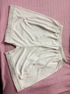 White Lace Trimmed Slip Shorts
