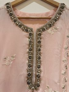 Baby Pink Lakhnavi kurta sharara set with dupatta