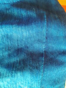 bright navy blue long top with attached sleeve