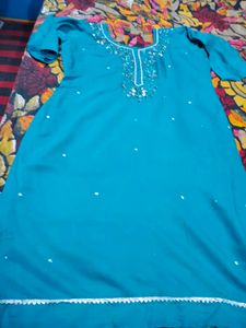 Beautiful Teal Kurta with Mirror Work