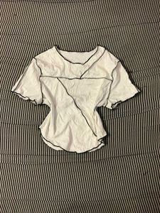 White Top with Black Stitch Detail