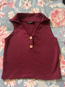 Burgundy Ribbed Tank Top
