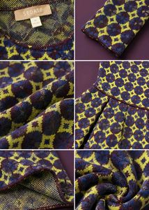 BLUE &amp; MUSTARD GEOMETRIC PRINT FLARED DRESS