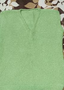Green Knit V-Neck Sweater