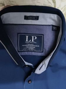 Louis Philippe Men's Blue Cotton Collared Shirt