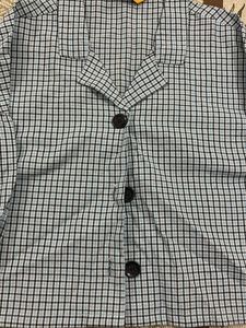 Women’s Checked Button-Up Crop Top with Puff Sleev