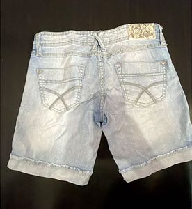 vintage Light Wash Distressed Denim Shorts