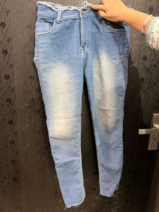Light Wash Ruffle Waist Jeans