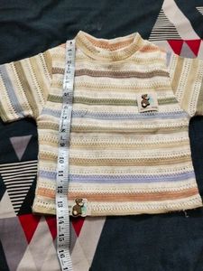 Striped T-shirt &amp; Denim Shorts Set