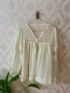 Vintage Lace Detail Blouse