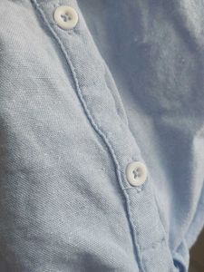 Blue Tie-Front Cropped Shirt
