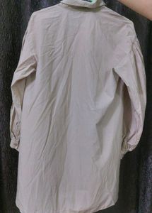Oversized Beige Button-Up Shirt