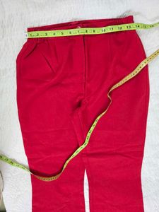 Red flared high-rise trouser waist 30
