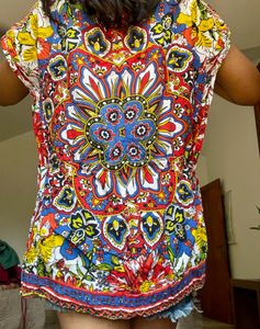 Multi Colour Cotton Kaftan Top