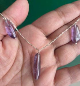 Pure Amethyst silver Drop Necklace